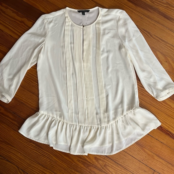 Banana Republic Tops - Banana Republic off white sheer 3/4 sleeve ruffle hem work business top S